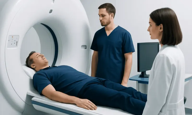 Patient undergoing MRI scan at Acibadem Hospital for diagnosis.