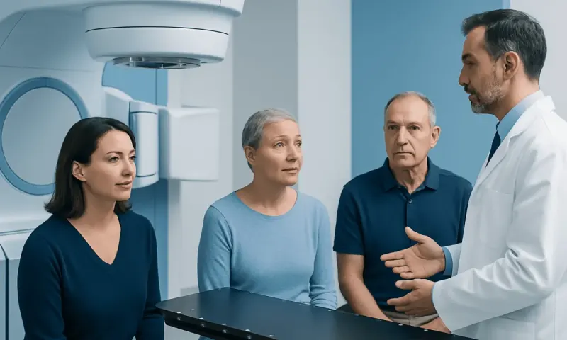 Medical team discussing treatment options with a patient in a hospital.