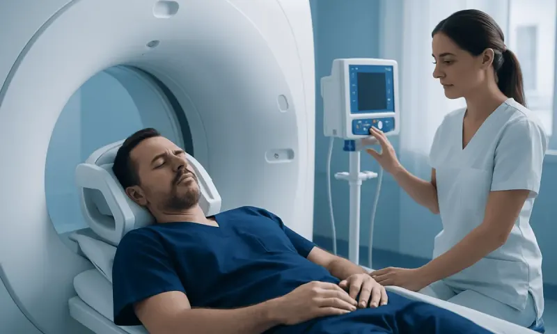 Patient undergoing a CT scan at Acibadem Hospital for neurological assessment.