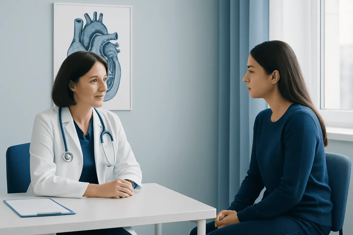 Doctor consulting with patient in a medical office at Acibadem Hospitals.