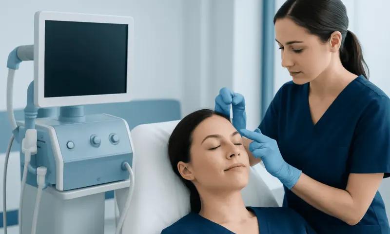 Medical professional performing Botox injection on a patient in a clinical setting.