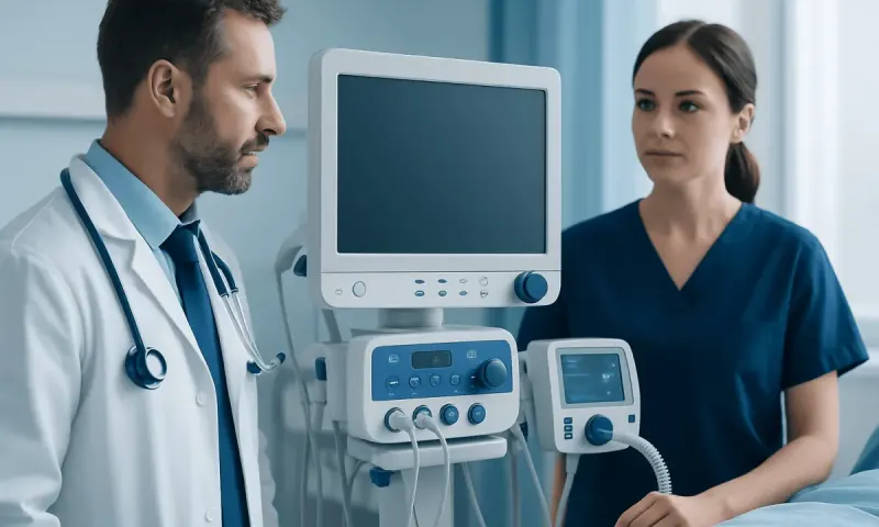 Medical professionals using ultrasound equipment in a hospital setting.