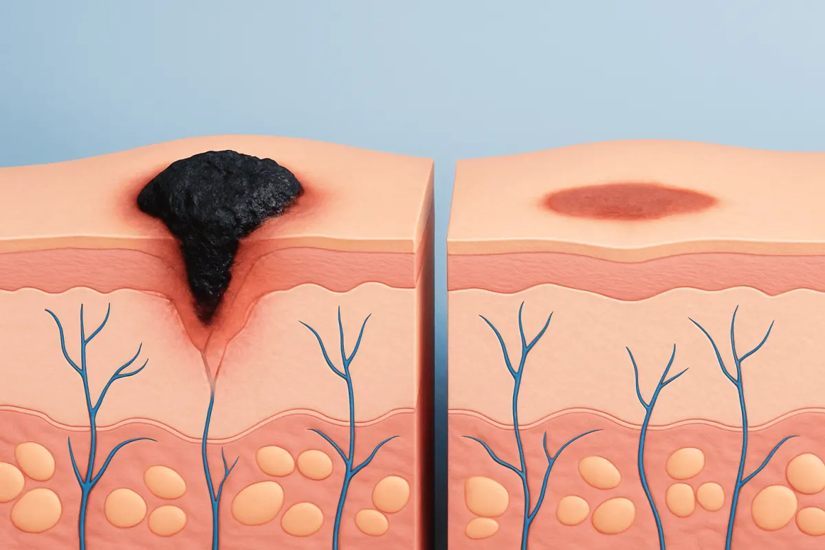 How a normal scab forms and heals — black scab