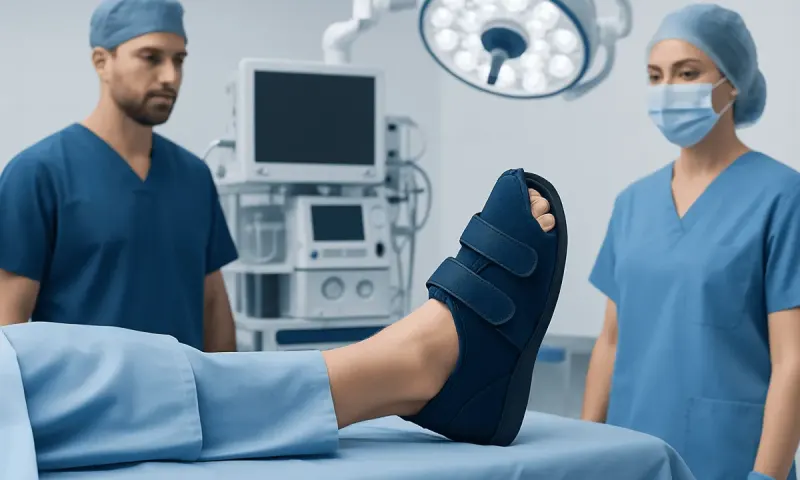 Medical team preparing for foot surgery with a patient in an operating room.