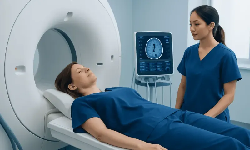 Patient undergoing MRI scan at Acibadem Hospital.