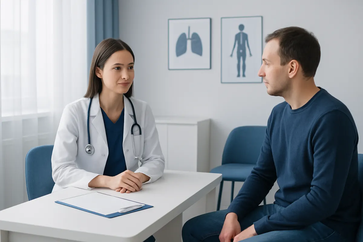 Doctor consulting patient about allergy and intolerance treatment options.