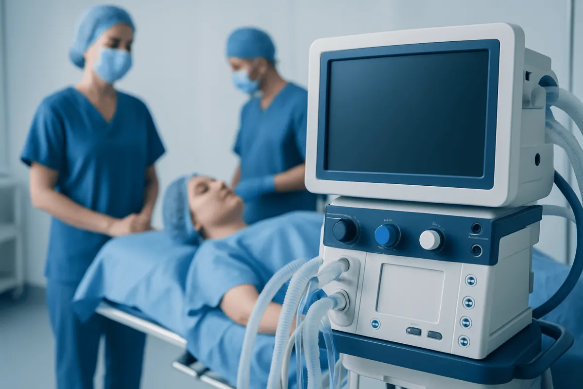 Medical team preparing patient for surgery in hospital operating room.