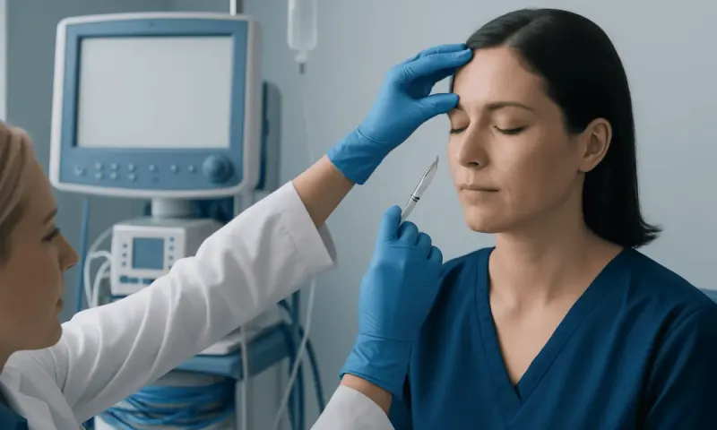 Doctor administering Botox injection for migraine treatment in a clinical setting.