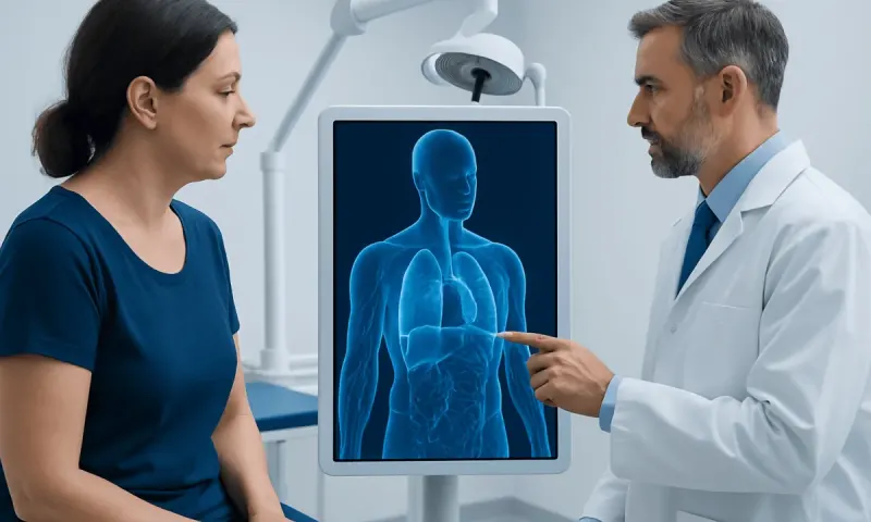 Doctor explaining lymph node health to patient in medical consultation.