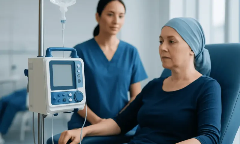 Patient receiving chemotherapy treatment at Acibadem Hospital.