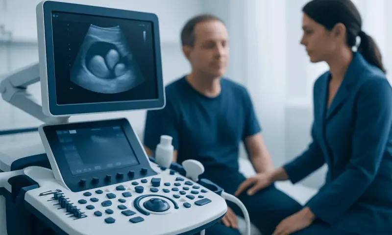 Ultrasound scan showing a developing fetus in the womb.