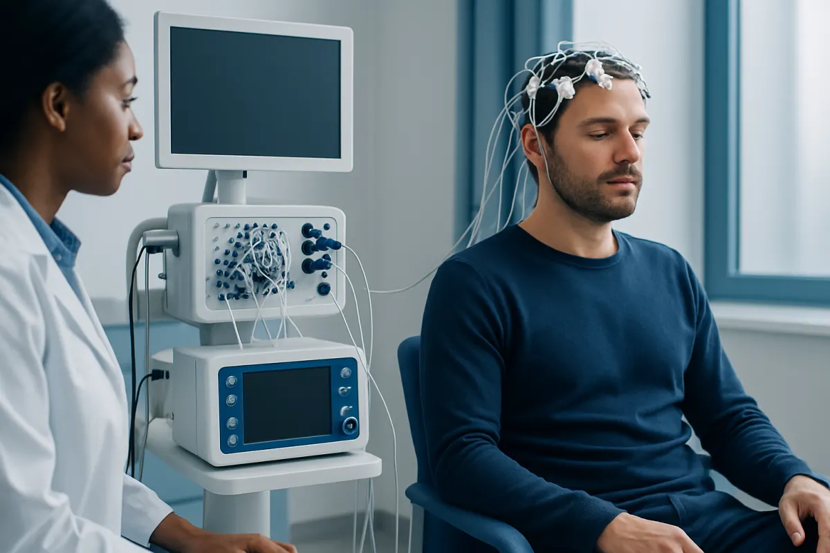 Patient undergoing neurological monitoring at Acibadem Hospital.