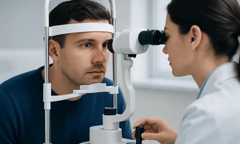 Patient undergoing eye examination at Acibadem Hospital.