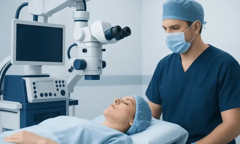 Surgeon performing flap surgery with advanced medical equipment in a hospital.