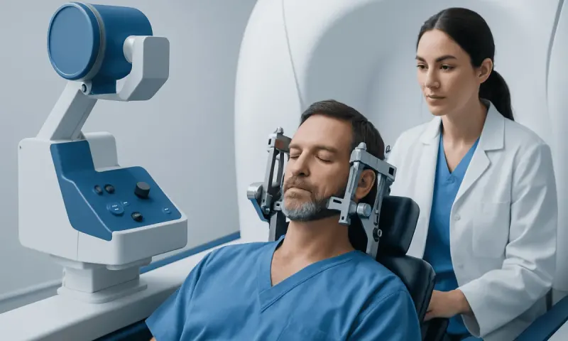 Patient undergoing MRI scan for acoustic neuroma diagnosis at Acibadem Hospital.