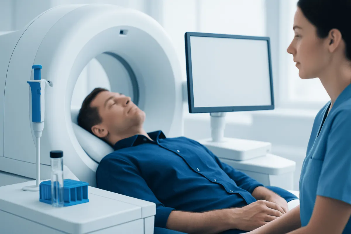 Patient undergoing a CT scan at Acibadem Hospital for advanced medical diagnostics.