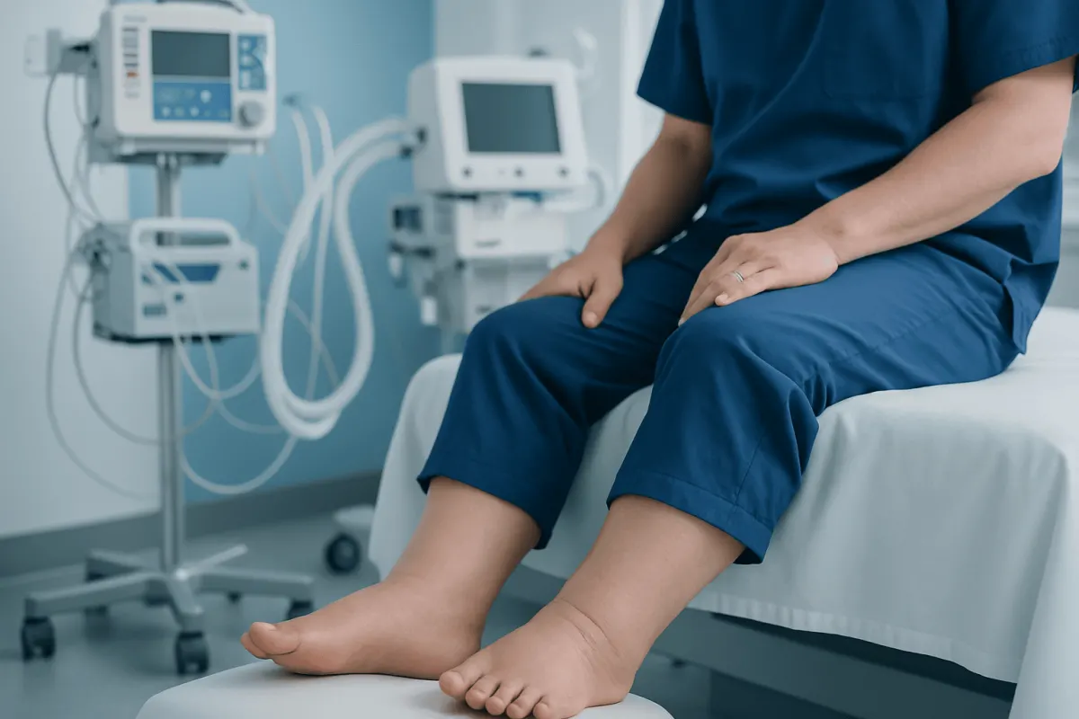 How heart-related ankle swelling may feel and change — pictures of swollen ankles due to congestive heart failure