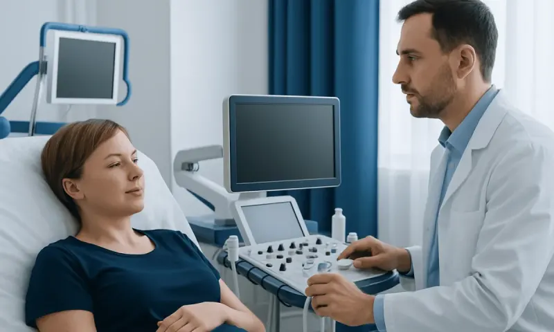 Doctor consulting with a patient in a hospital room with medical equipment.