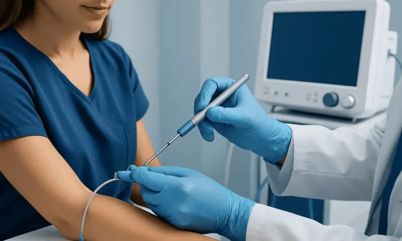 Medical professional performing a skin punch biopsy on a patient.