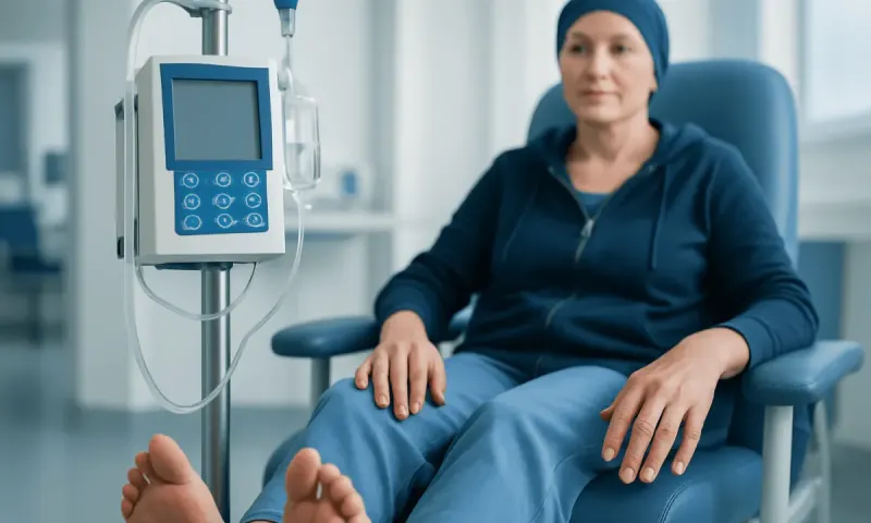 Patient receiving chemotherapy treatment at Acibadem Hospital.