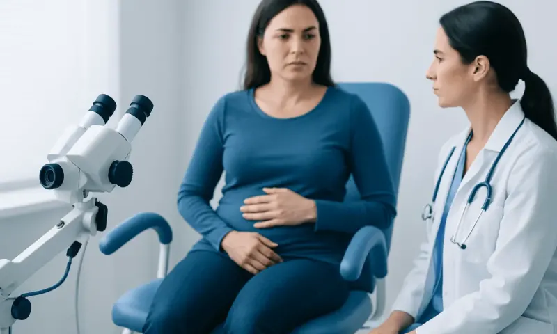 Doctor consulting with a woman patient about vaginal health issues.