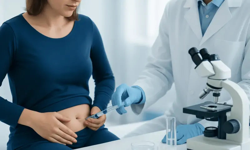 Fertility specialist administering an injection to a woman for IVF treatment.