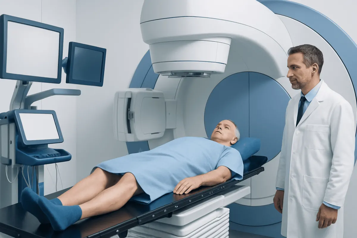Patient undergoing MRI scan at Acibadem Hospital for kidney cancer diagnosis.