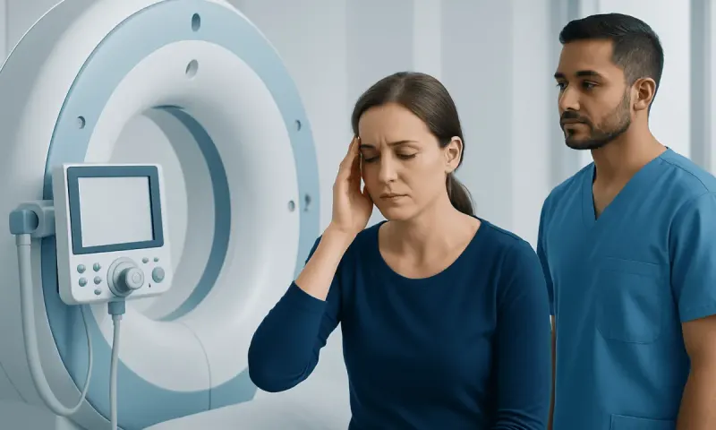 Patient experiencing headache during MRI scan at Acibadem Hospital.