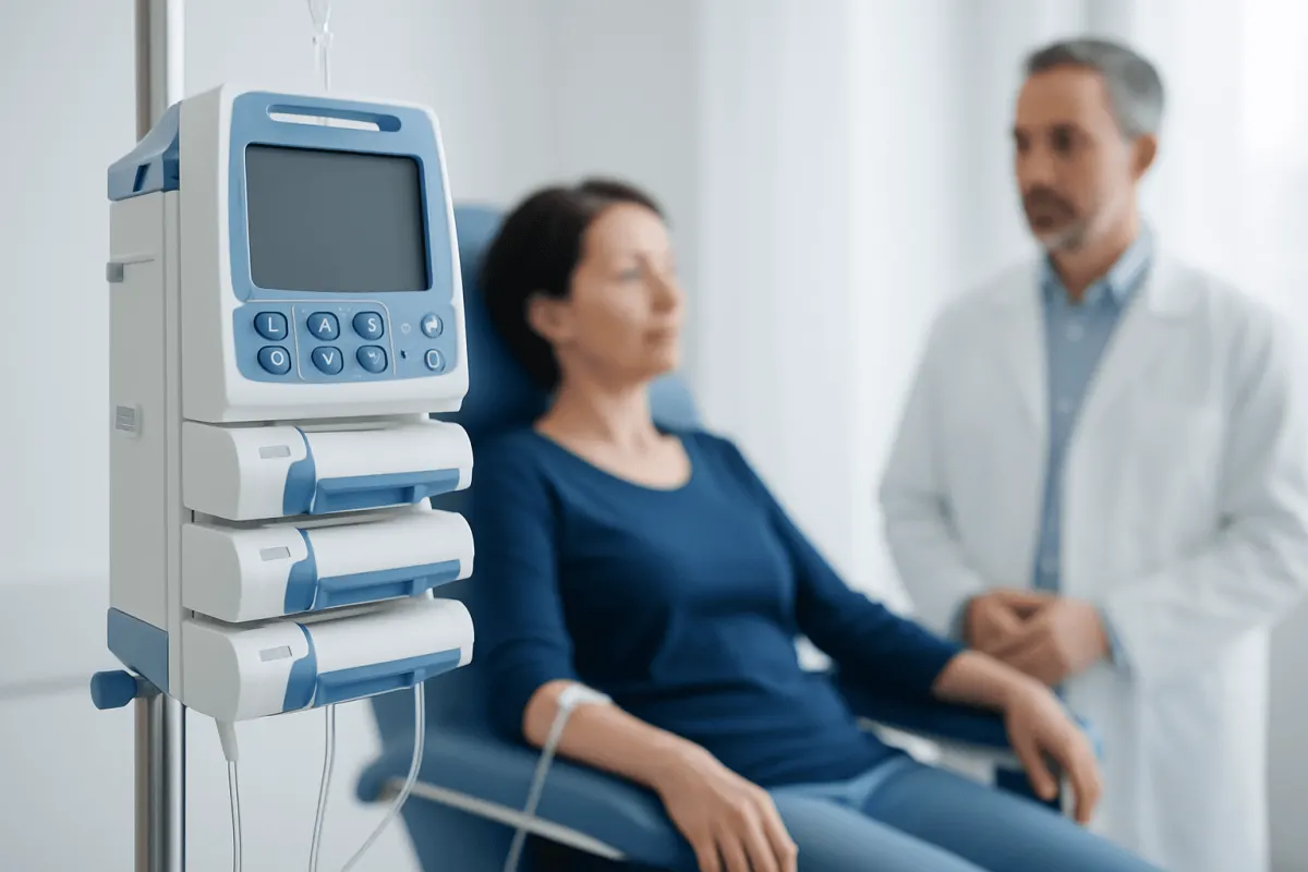 Patient receiving treatment with medical monitoring equipment at Acibadem Hospitals.