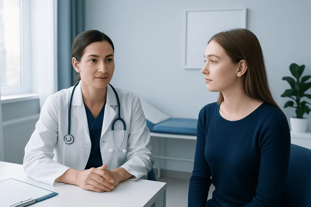 Doctor consulting with a patient in a medical office at Acibadem Hospitals Group.