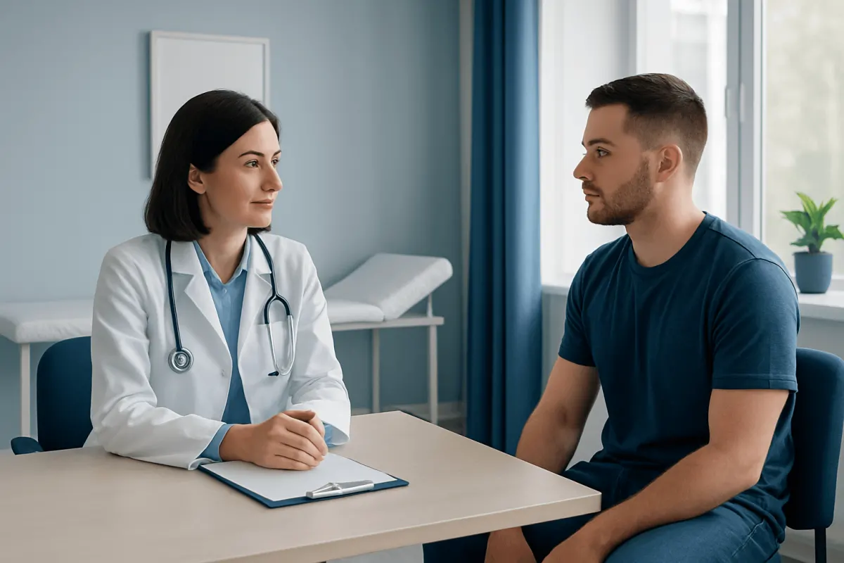 Doctor consulting with patient in a medical office at Acibadem Hospitals Group.