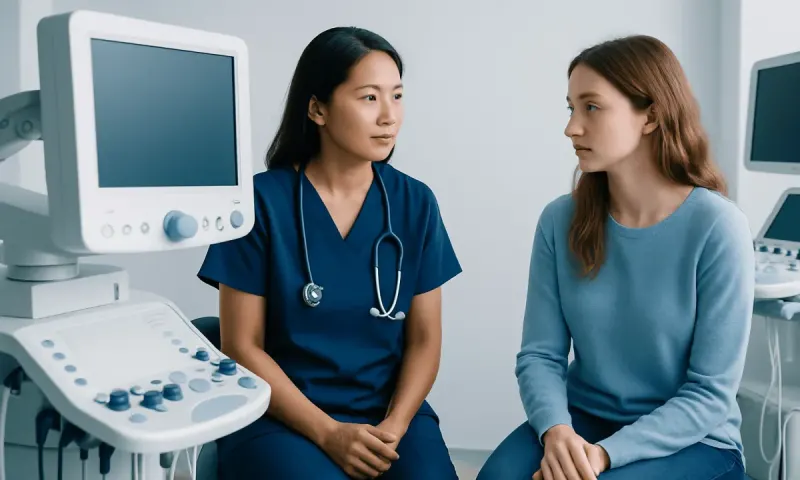 Doctor consulting with a patient in a medical examination room.