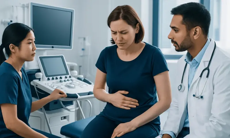Doctor and nurse consulting with a patient in a hospital room.