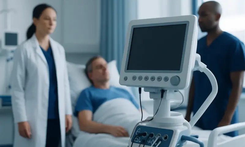 Hospital patient monitoring equipment in a medical setting.