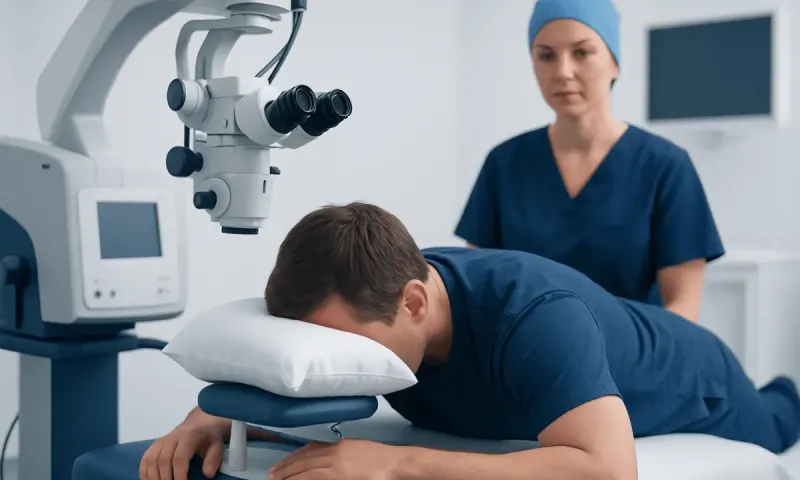 How retinal surgery works and who may need positioning — pictures of face down position after retinal surgery