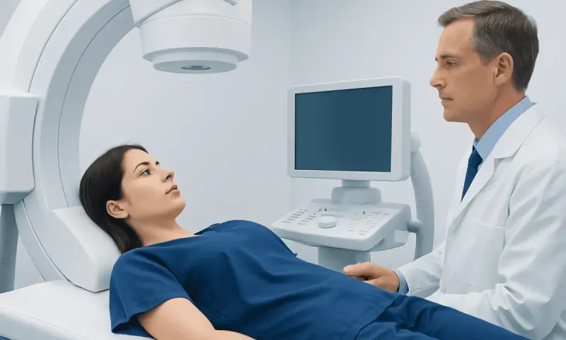 Doctor consulting with patient during MRI scan at Acibadem Hospital.