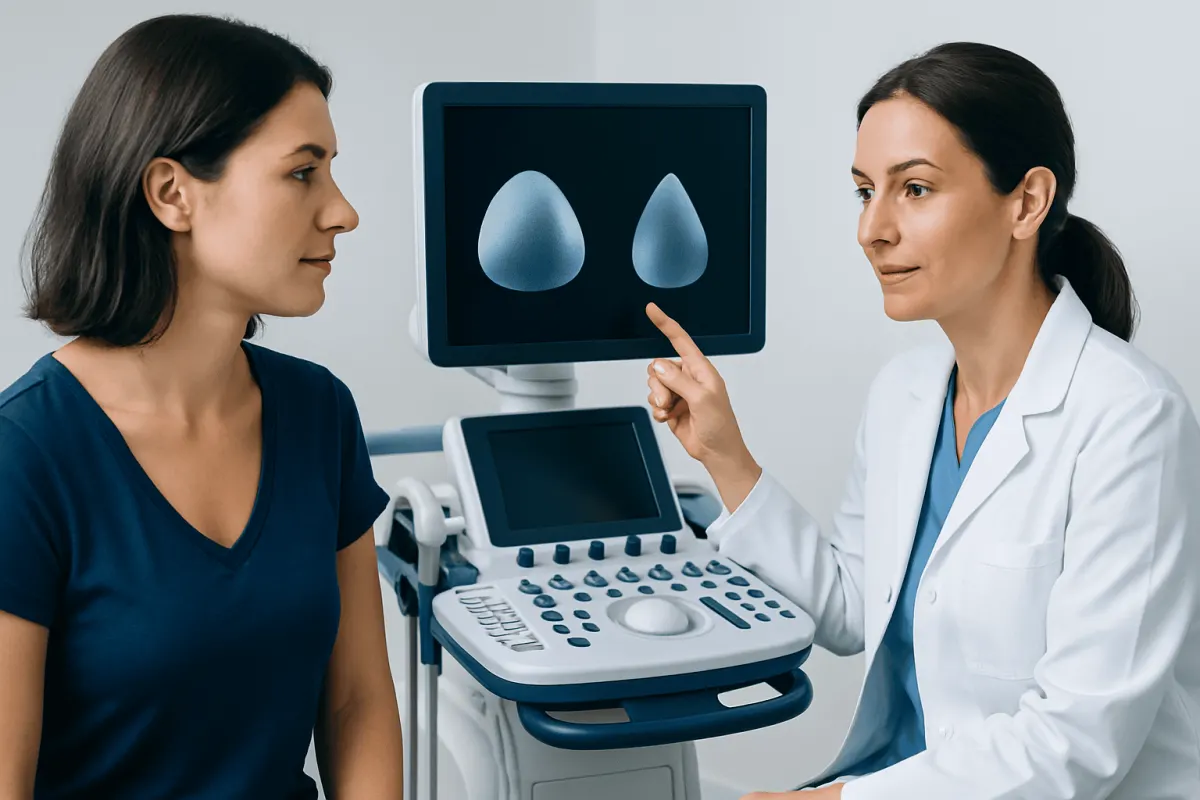 Medical consultation for breast implant analysis at Acibadem Hospital.