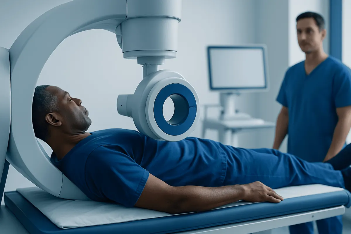Patient undergoing a medical scan at Acibadem Hospital.