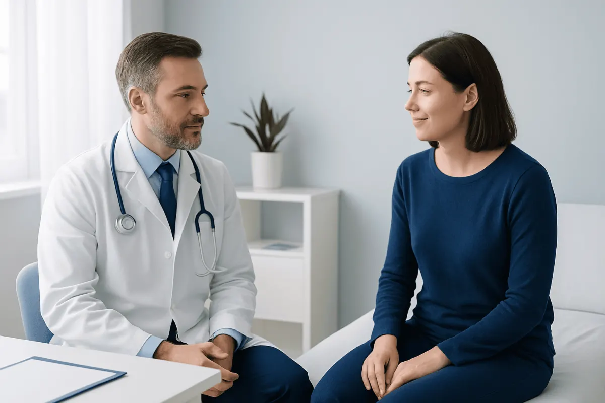 Doctor consulting a patient in a medical office at Acibadem Hospitals Group.