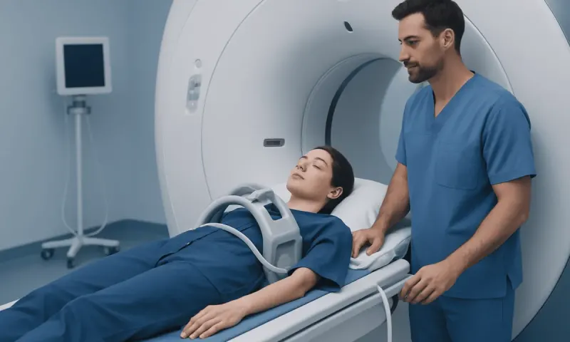 Patient undergoing MRI scan at Acibadem Hospital for renal assessment.