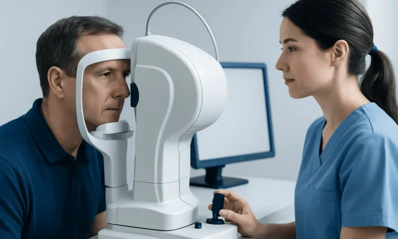 Optical coherence tomography eye exam at Acibadem Hospital.