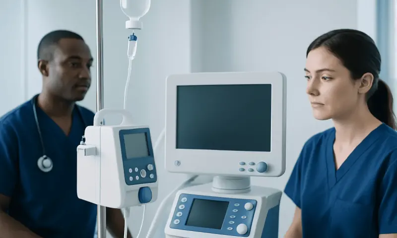 Medical professionals in a hospital room with monitoring equipment.