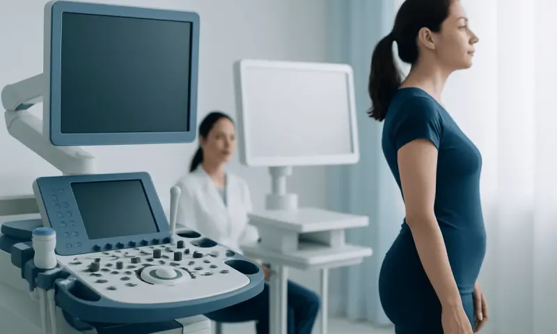 Patient undergoing an ultrasound examination for back posture assessment at Acibadem Hospital.