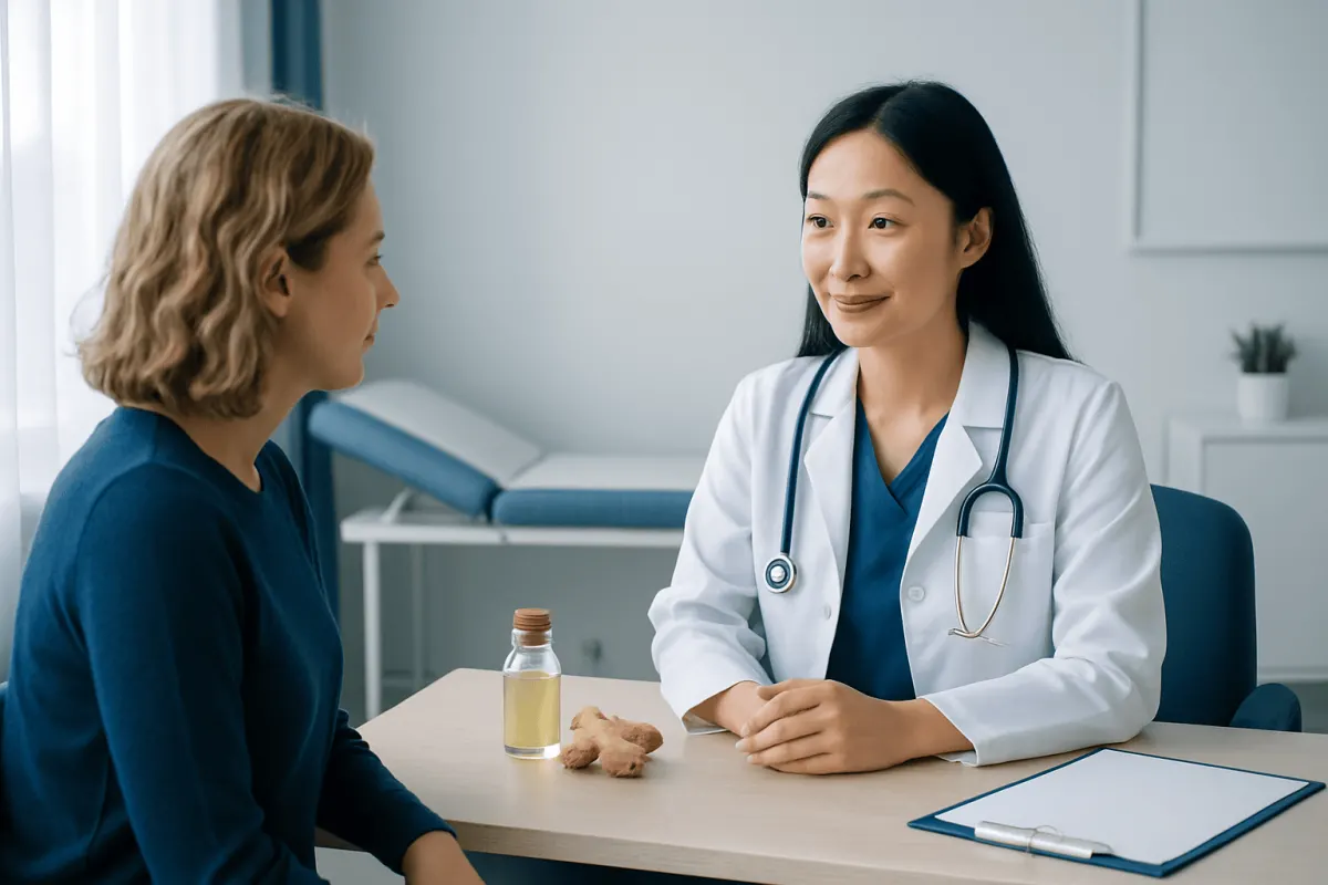 Doctor consulting with a patient in a medical office setting.