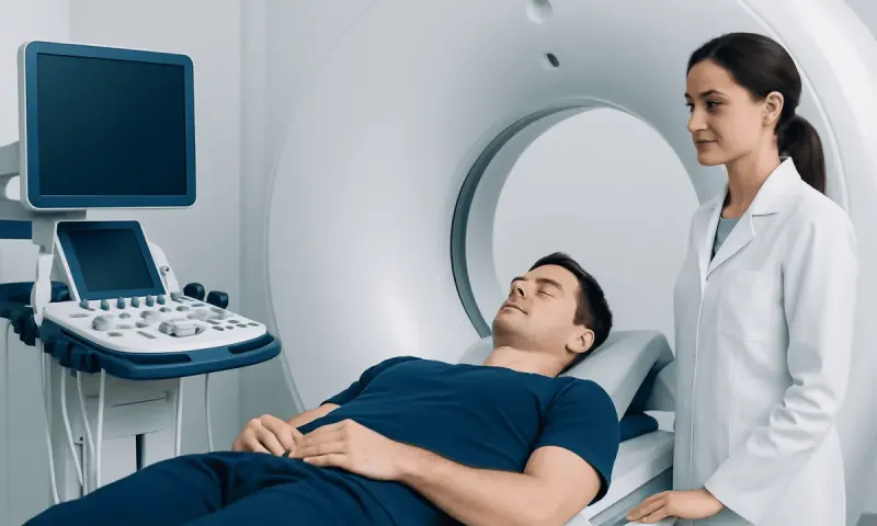 Patient undergoing a CT scan at Acibadem Hospital for diagnosis.