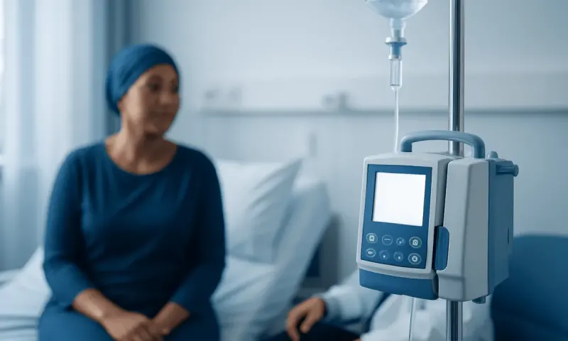 Patient receiving IV treatment in a hospital room at Acibadem Hospitals Group.