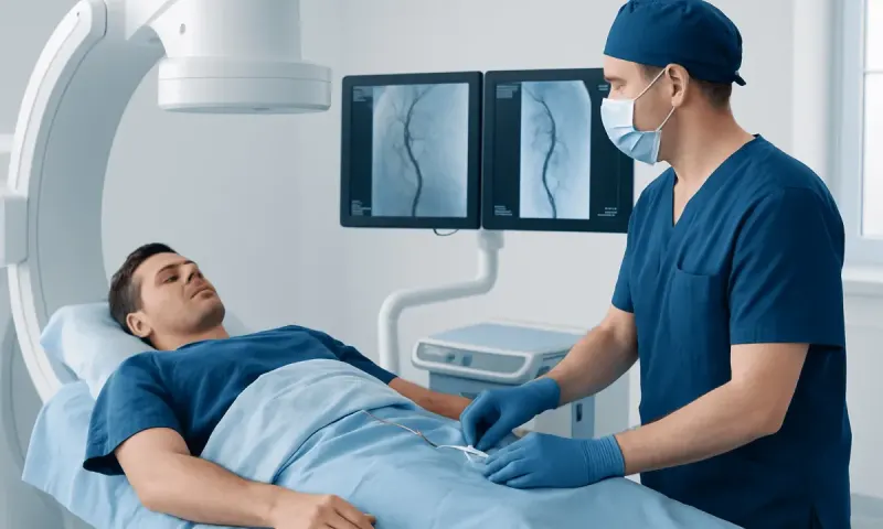 Urologist preparing for varicocele treatment in a modern hospital setting.