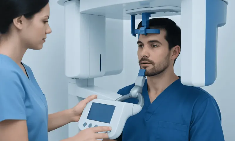 Patient undergoing dental imaging at Acibadem Hospital in Turkey.