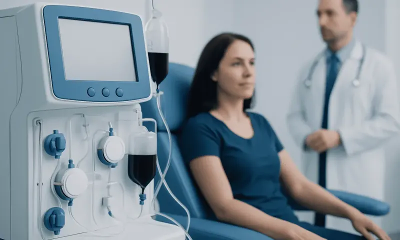 Patient undergoing dialysis treatment at Acibadem Hospital.