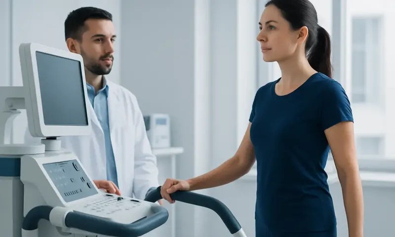 Doctor and woman discussing health during a medical check-up.